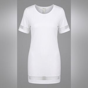 Forever 21 White Midi Dress With Mesh Detailing